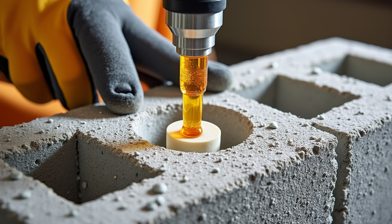 Lire la suite à propos de l’article Utiliser la résine de scellement chimique dans un parpaing creux : technique bouchon de mousse et dosage